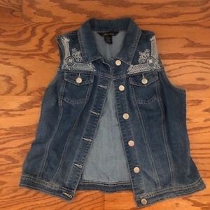 Baccini Embroidered Jean Vest